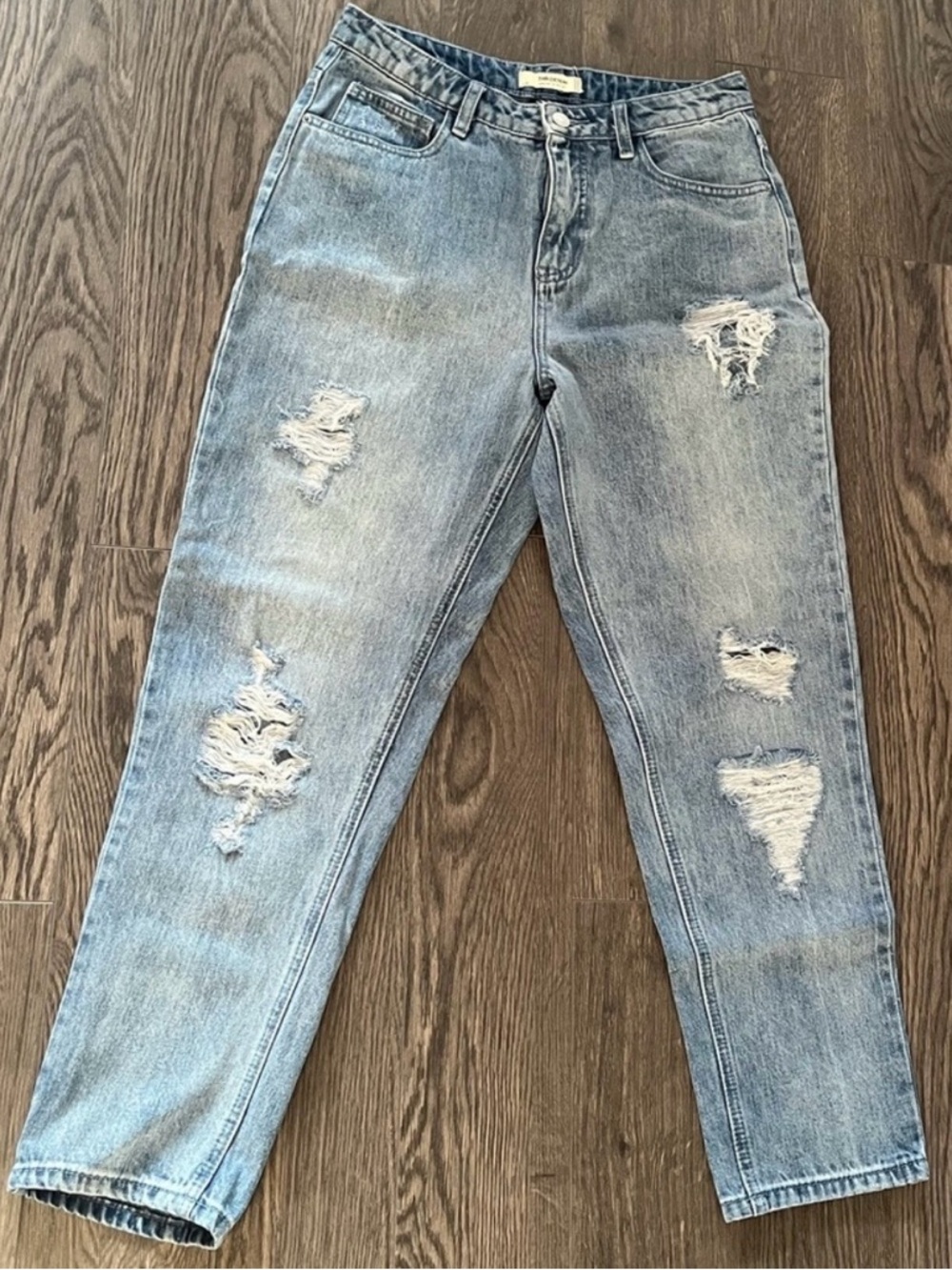 Simons Light Wash Distressed Mom Jeans